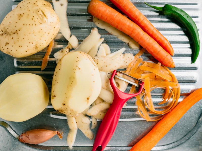 Spring Vegetables Start Preparing Food Peeled Potatoes Carrots Homemade Food Preparation